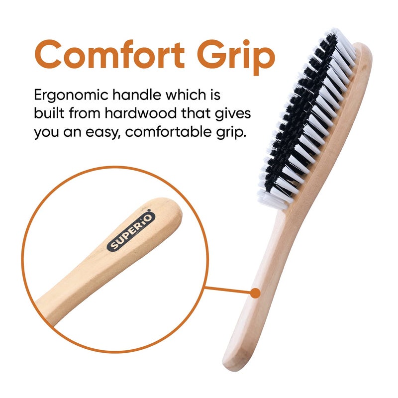 Superio Clothes Brush Garment Brush Sturdy Bristles, Garment Lint Remover, Wool Suits, Lint Brush, Pet Hair Removel, Suede, Dust, Hat Brush Durable Wood Handle. by Superio - Image 3